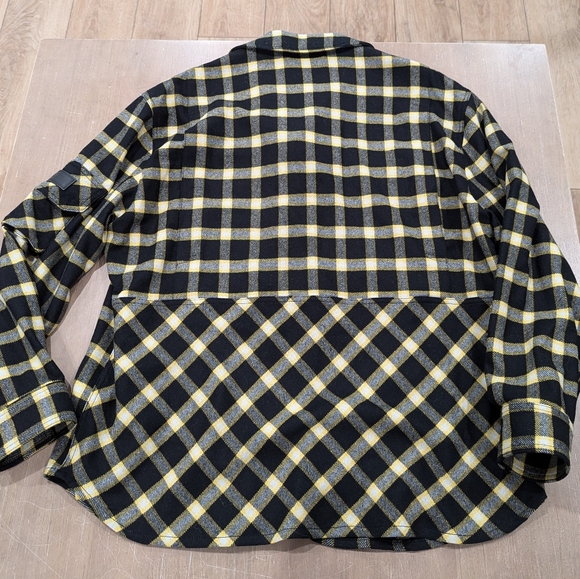 Mens VERSACE Tartan Plaid Flannel Shirt Jacket Black/Gold - Picture 6 of 8
